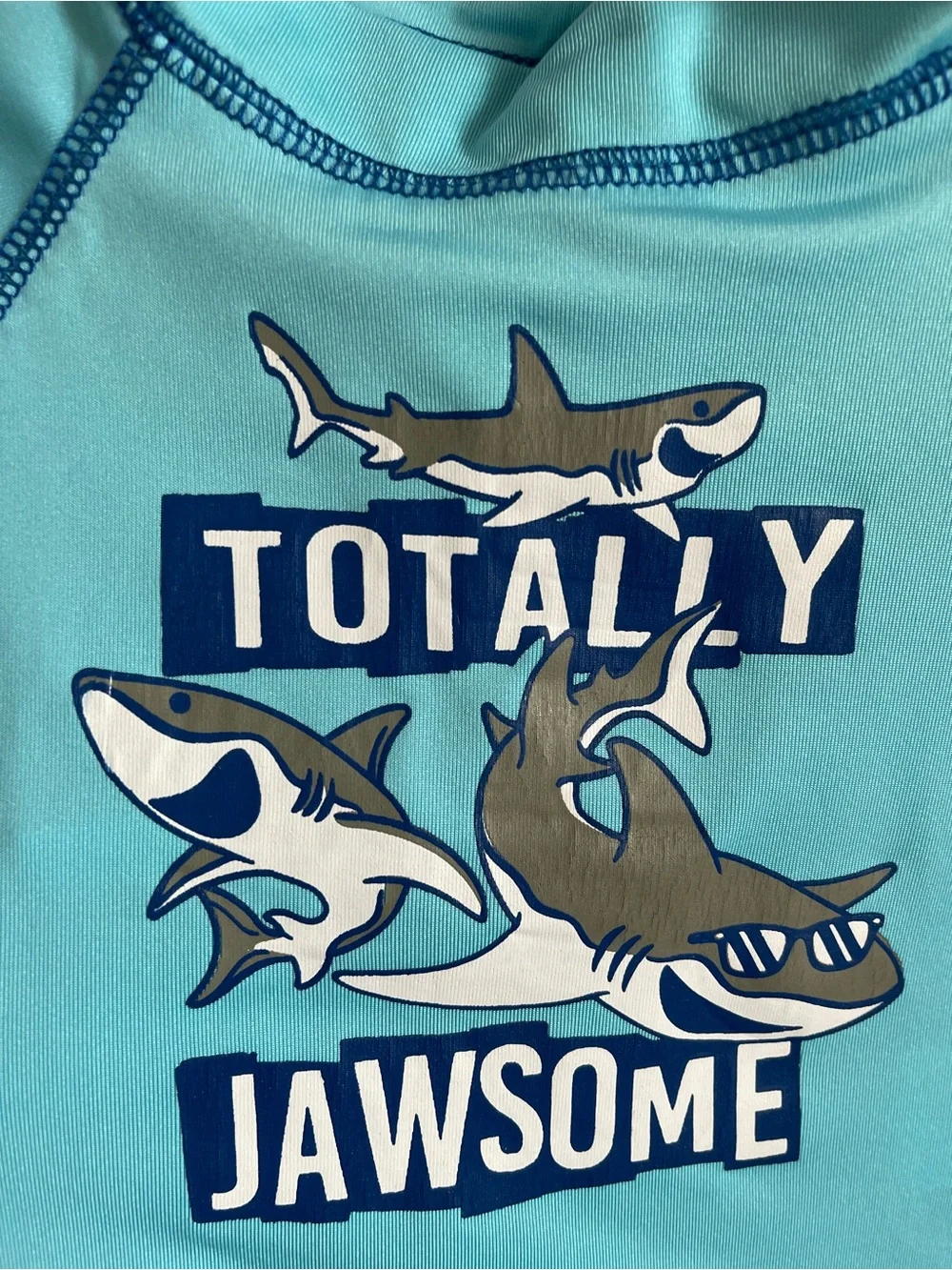 Kids Blue 'Totally Jawsome' Shark Rash Guard‎ Set 12M